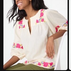 Roller Rabbit Column Embroidery Michi Top